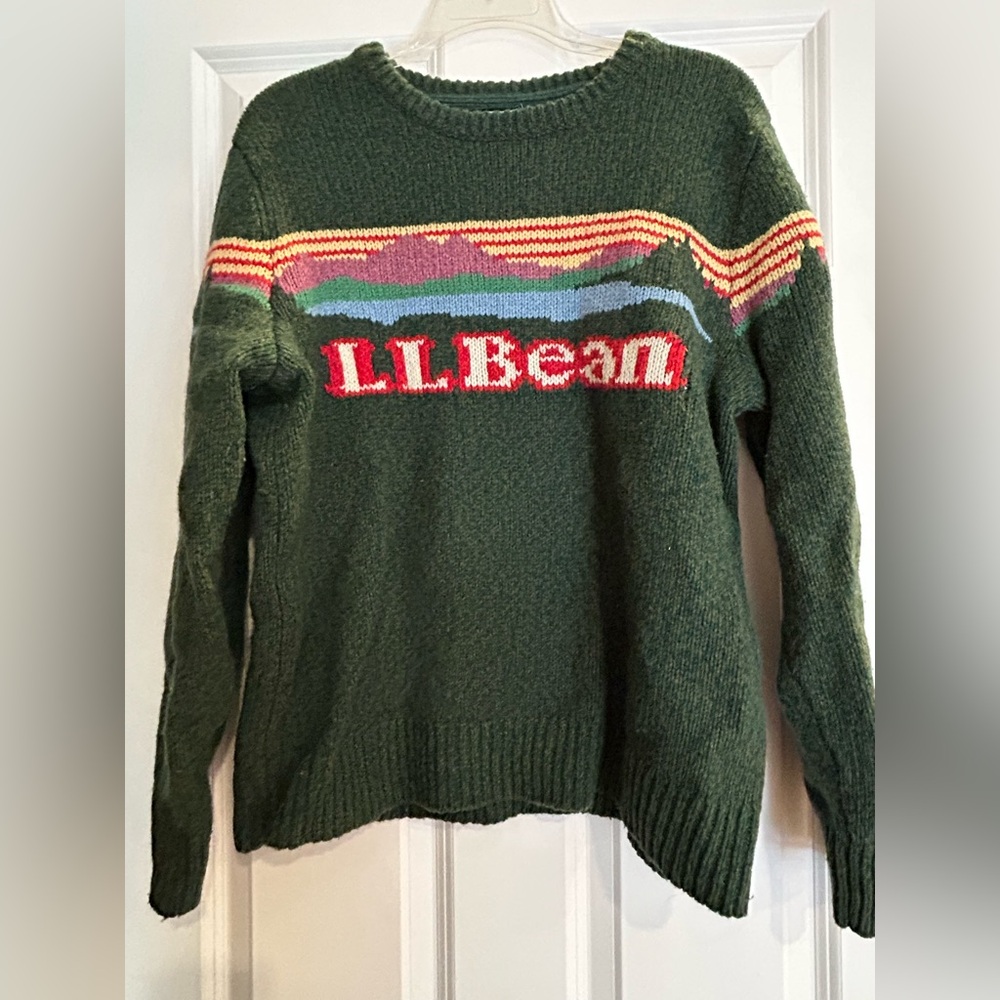 LL Bean 100% wool green sweater
